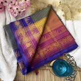 Vriksham Dark Grey Blue Shade Chinnalampattu Saree Copper Border-VS4723